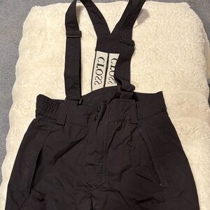 Kids Black Snow Pants with Suspenders